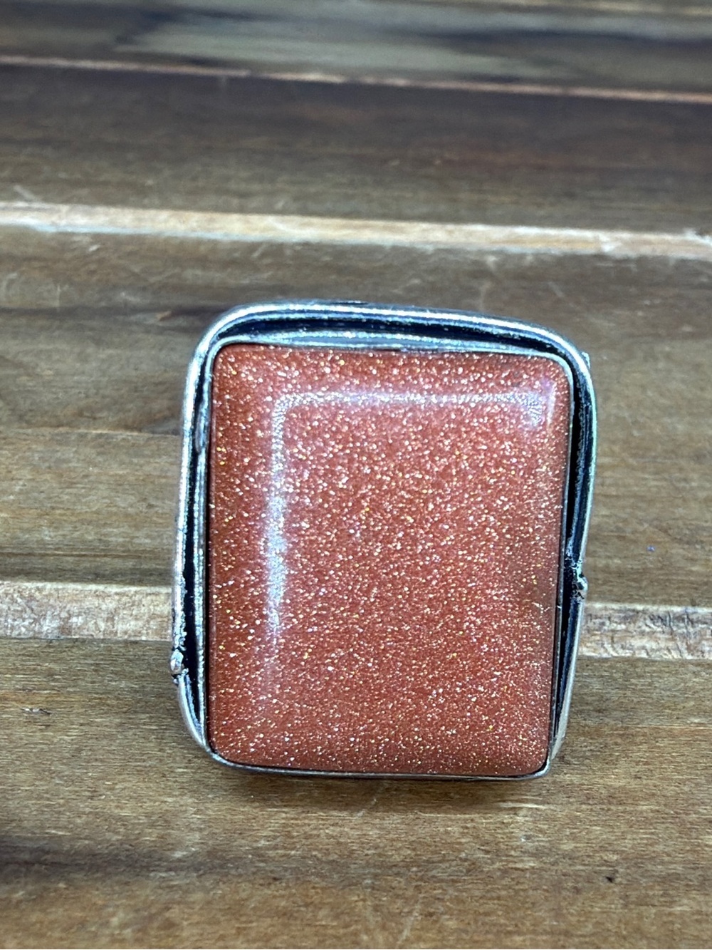 Vintage Style Bohemian Women Jewelry Ring Size 8 Goldstone Silver 925 Overlay